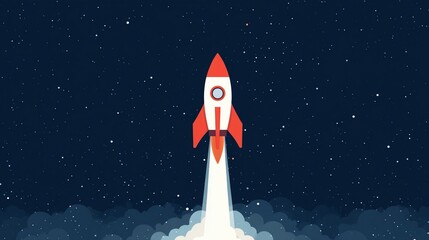 Stylized Rocket Launch Illustration / ロケット打ち上げのイラスト6