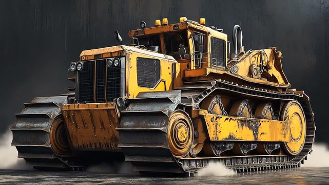 Heavy Bulldozer Construction Equipment in Action.