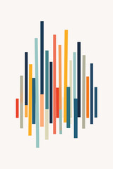 Colorful geometric abstract composition with vertical lines