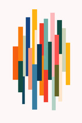 Obraz premium Colorful abstract geometric painting with vertical rectangles on white background