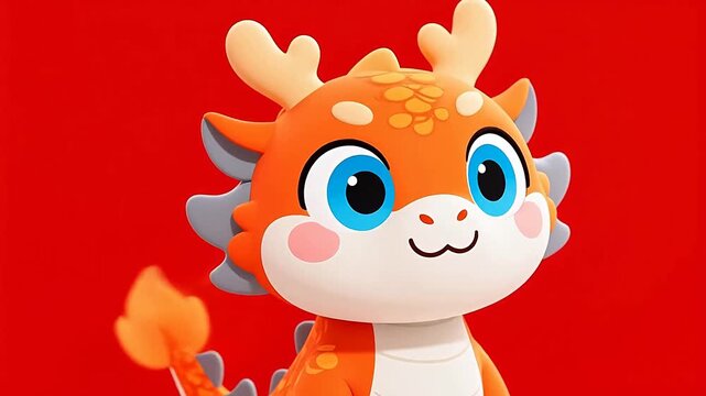 CuteCartoonDragonwithOrange,Yellow,andBlueEyes