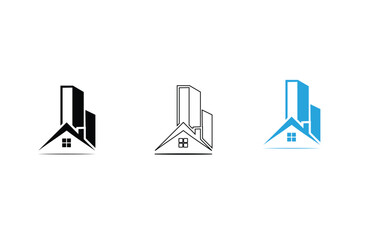 icons Set of modern building icons representing real estate and architecture simple flat vector design for business and corporate use isolated on white