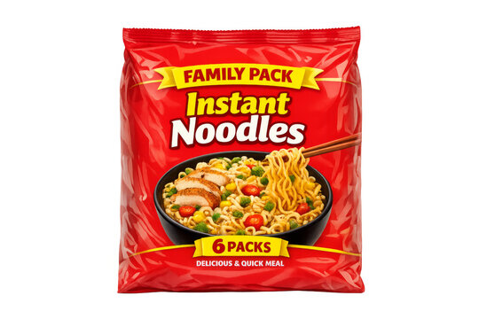 Red instant noodles family pack with ramen bowl