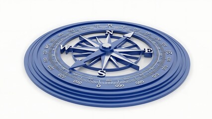 Blue Compass Rose Navigation Direction Tool.