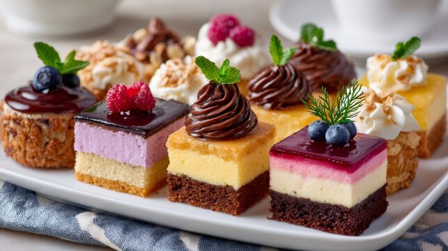 Assorted petit fours and gourmet mini cakes