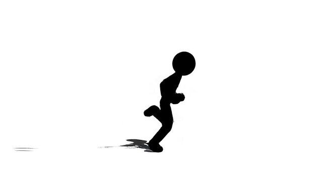A simple stickman running quickly across a plain white surface, captured from a side viewpoint as a dynamic illustration.