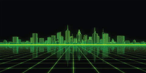 Naklejka premium Minimalist abstract sound wave background featuring flowing blue lines on a dark gradient