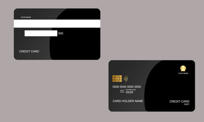Set of Credit Cards Black And Gray Colors