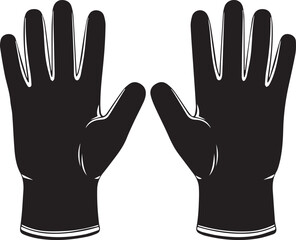 Obraz premium Two black gloves Silhouette vector black on a white background
