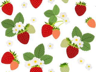 イチゴのシームレスパターン　A-1