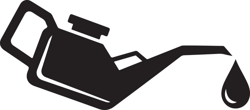 Vector silhouette of oil can pouring with dripping drop automotive and industrial icon