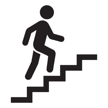 Walking up the stairs or staircase icon vector silhouette  