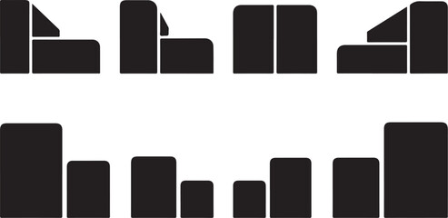 Black and white cityscape with geometric buildings illustration