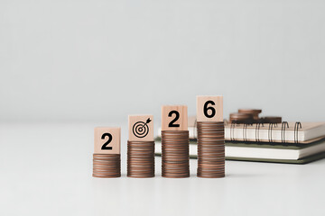 Euro coins and money on a financial graph showing wealth and investment growth