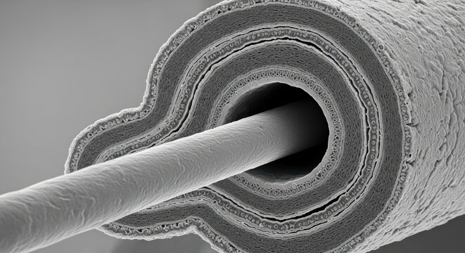 Detailed Molecular View Of Myelin Wrapping On Axon Surface Ion Abrasion Scanning Electron Micrograph