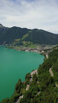 Lake Lucerne the Four Forested Settlements and the village of Morschach in Central Switzerland