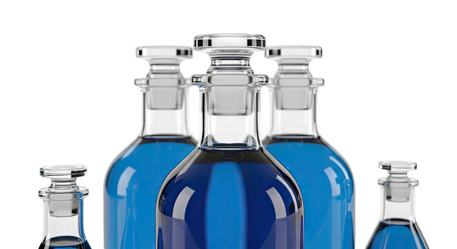 Glass Bottles with Blue Liquid