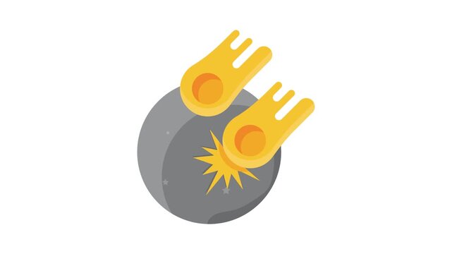 Two yellow rockets depicted in a cartoon style, striking a vibrant planet in outer space.