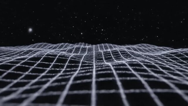 Abstract Digital Grid Landscape with Stars in Dark Universe