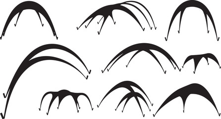Fototapeta premium Eyelash illustration set in various styles and shapes black