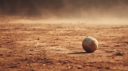 Baseball's Quiet Moment: A solitary baseball rests on a well-worn field, hinting at a recent game and the thrill of the sport, evoking a sense of anticipation and the passage of time.