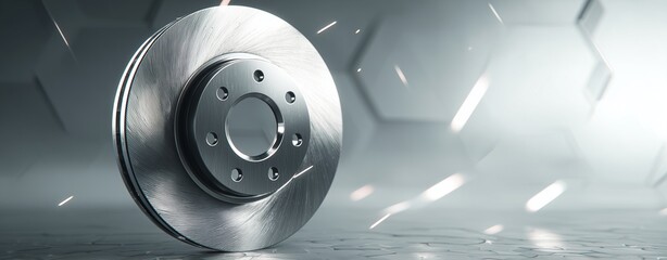 Brake Disc: This image showcases a detailed view of a brake disc. This image depicts mechanical innovation, suitable for automotive and engineering purposes. 