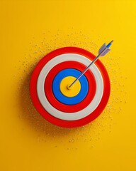  Bullseye Achievement: An arrow finds its mark at the heart of the bullseye target. The scene symbolizes precision, focus, and the successful attainment of goals.