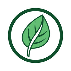 Vibrant green leaf icon in modern circular frame for eco friendly branding