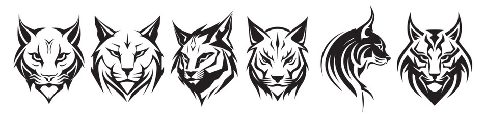  lynx head face for retro logos emblems © Komgd