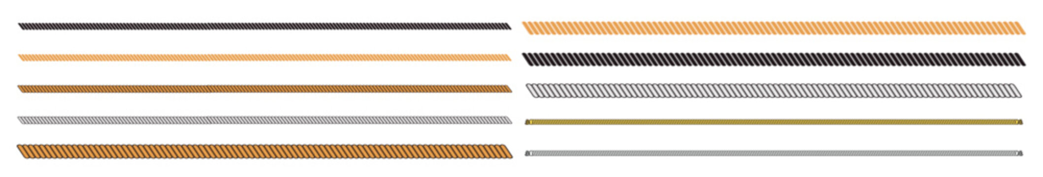 set of rope and cable seamless borders pattern