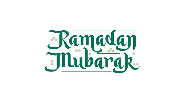 Ramadan calligraphy green flat style text animation. Ideal for ramadan greetings, social media posts, festive designs. Includes alpha channel for any background.