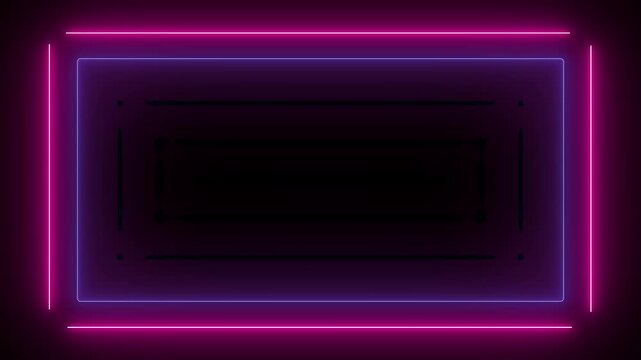 Modern glowing purple neon rectangular frame for cinematic titles, ideal for YouTube gaming borders and creative presentation backgrounds.
