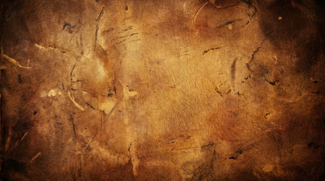 Close-up of a weathered, cracked brown leather texture with subtle scratches and dark accents, offering a rustic and aged feel.