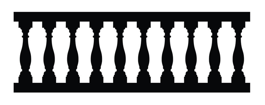silhouette of stone balustrade with balusters for fencing