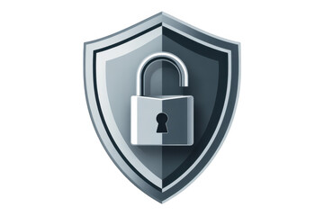 Lock and shield symbol security isolated on a transparent background