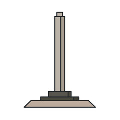 Obraz premium Tall monument column on a stepped pedestal. Illustration. Object isolated on white background. City landmark, history, tourism.