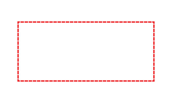 Red dashed stroke border rectangle with clean outline on white background, ideal for highlighting content, UI layouts, posters, templates, presentations, and modern graphic design.