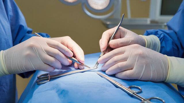 surgeon with surgical instruments