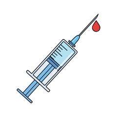 Syringe with Blood Drop Medical Injection Icon Vaccination Concept