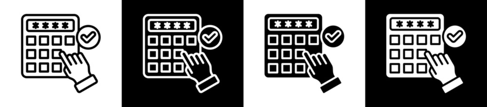 Pin Code Icon Set In Black And White Filled Style Collection