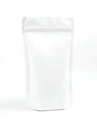 Empty white stand-up pouch with zipper