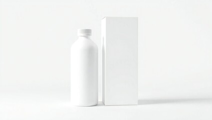 Minimalist white bottle and box