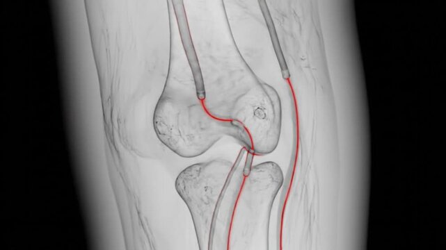 Knee Xray with Red Annotation.