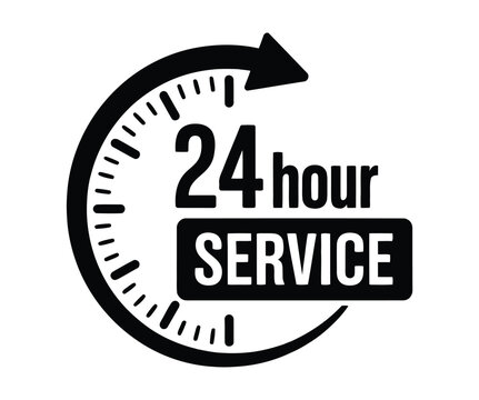 24x7 service icon set. 24-7 open, concept with call icon. Support 24 hours a day and 7 days a week. Support service. isolated on white and black background. Vector illustration. EPS 10.