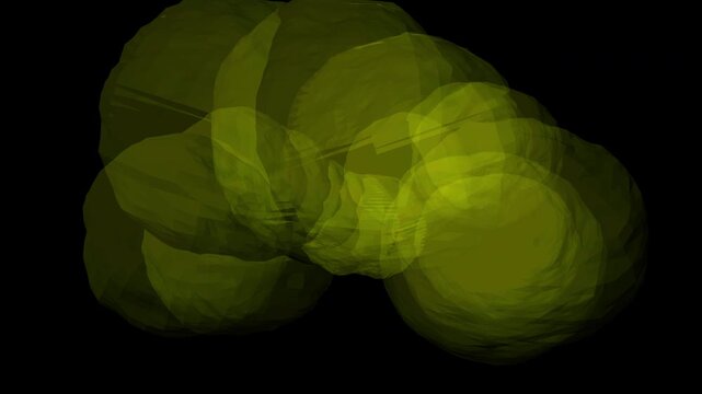 Procedural visualization of CRISPR Cas9 splicing DNA inside stem cells. Seamless loop of glowing bio-molecular geometry flowing in a micro-capillary. High-tech medical abstract.