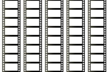 Obraz premium Blank film strip with multiple frames, ideal for showcasing photos or artwork in a cinematic or nostalgic presentation