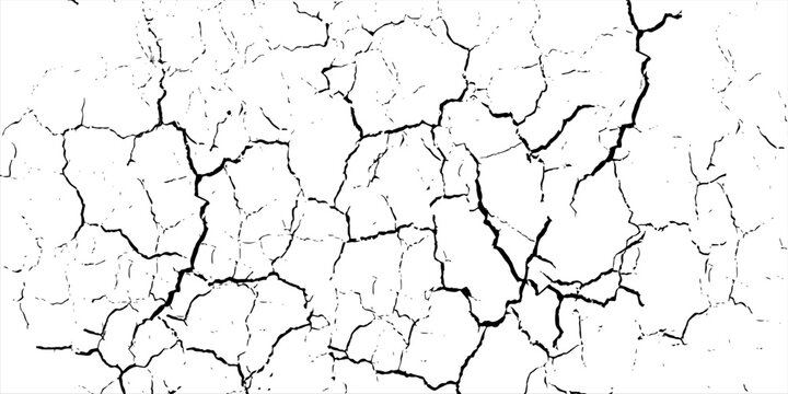 Cracked Surface Grunge Texture Vector. Grunge design crack texture background.  Black Isolated on White Background. Distressed black texture.&nbsp; Uneven Overlay. Vector&nbsp;Illustration
