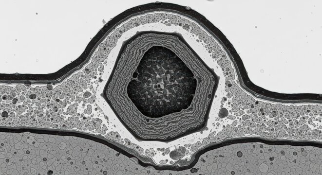 Transmission Electron Micrograph Of Crystalline Core For The Concept Of Oxidative Metabolism