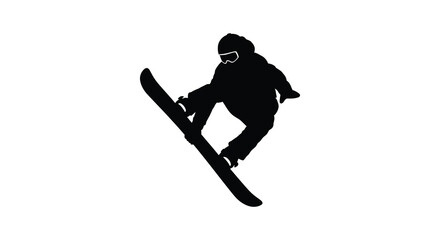 Fototapeta premium A dynamic snowboarder mid air performing a trick captured in a striking black silhouette high quality professional detailed modern