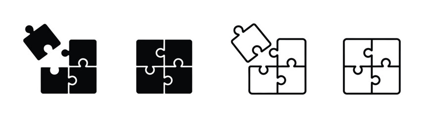 puzzle icon vector design template. pieces of jigsaw puzzle or autism puzzle piece symbol line art vector icon for apps and websites.  © JannatGraphicDesign